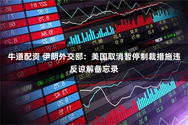牛道配资 伊朗外交部：美国取消暂停制裁措施违反谅解备忘录